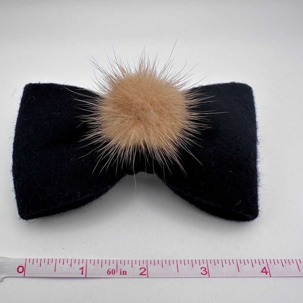 Fluffy and Soft Black Bow Hair Clip, New